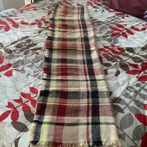 Sold :: Beige & Red Plaid Scarf / Wrap